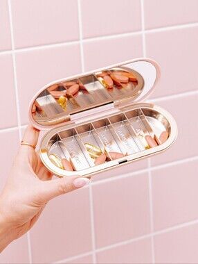 DOSEY Blush Pink and Gold Color 7 Day Pill Supplement Organizer New NIB
